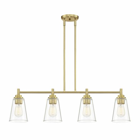 DESIGNERS FOUNTAIN Westin 60 Watt 4 Light Brushed Gold Pendant with Clear Glass Shade 95738-BG